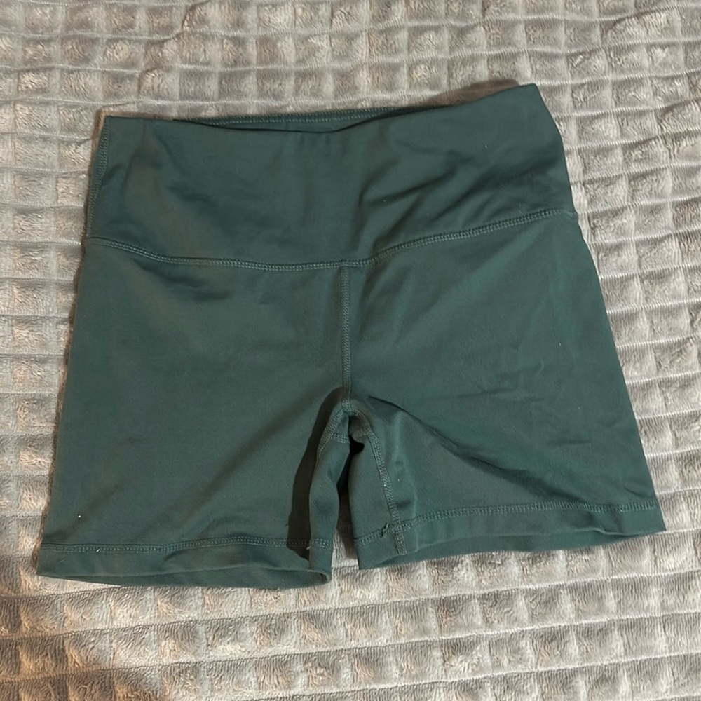 YOGALICIOUS muted blue colored athletic shorts